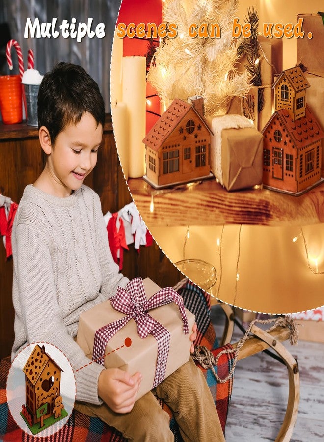 Fullhawl 6 Sets DIY Christmas Gingerbread House Wooden Kit to Build with Paint Paintbrushes and Gingerbread Man Stickers 3D Christmas Tree Ornaments for Fun Craft Activity Creative DIY Art Project - Image 4